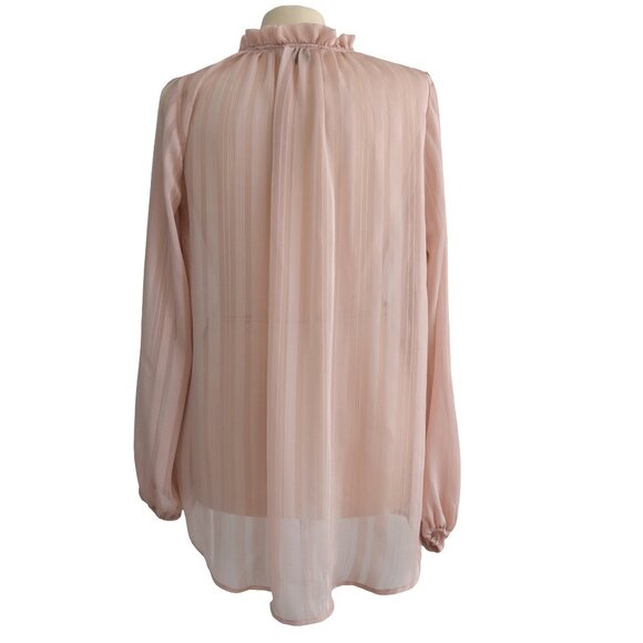 Show Me Your Mumu Oversized Sheer Blush Pink Ruffle Blouse XS Romantic Coquette - Picture 3 of 8